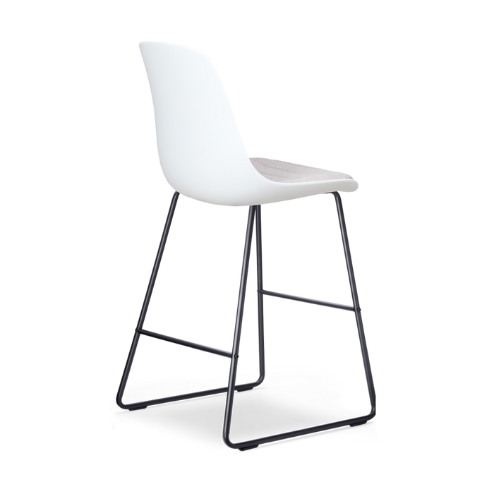 Nolon Nino-Liv Barkruk Wit - Beige Kussen - Zwart Frame - 65cm