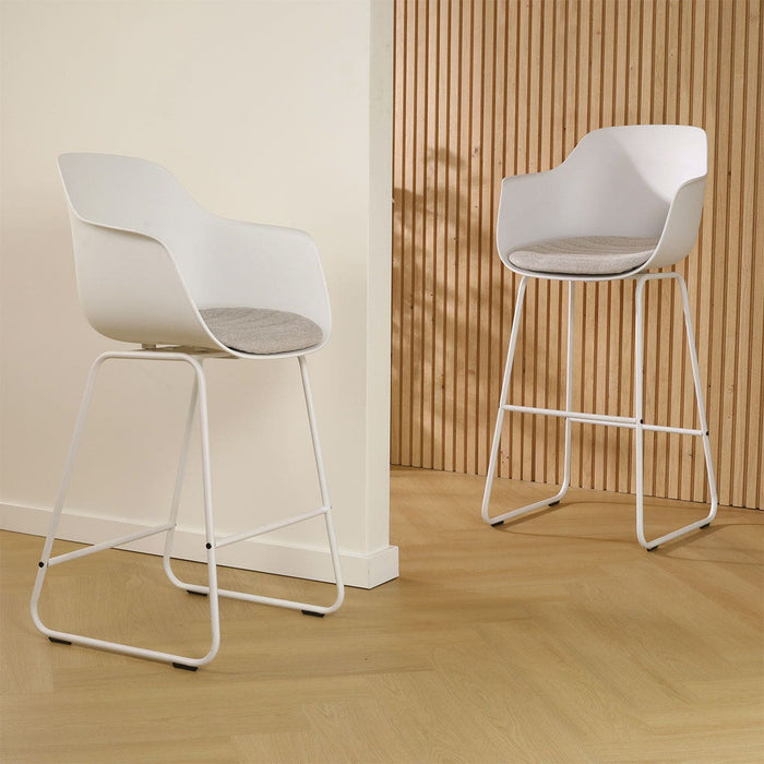 Nolon Nino-Liz Barkruk Wit - Lichtgrijs Kussen - Wit - 65 cm