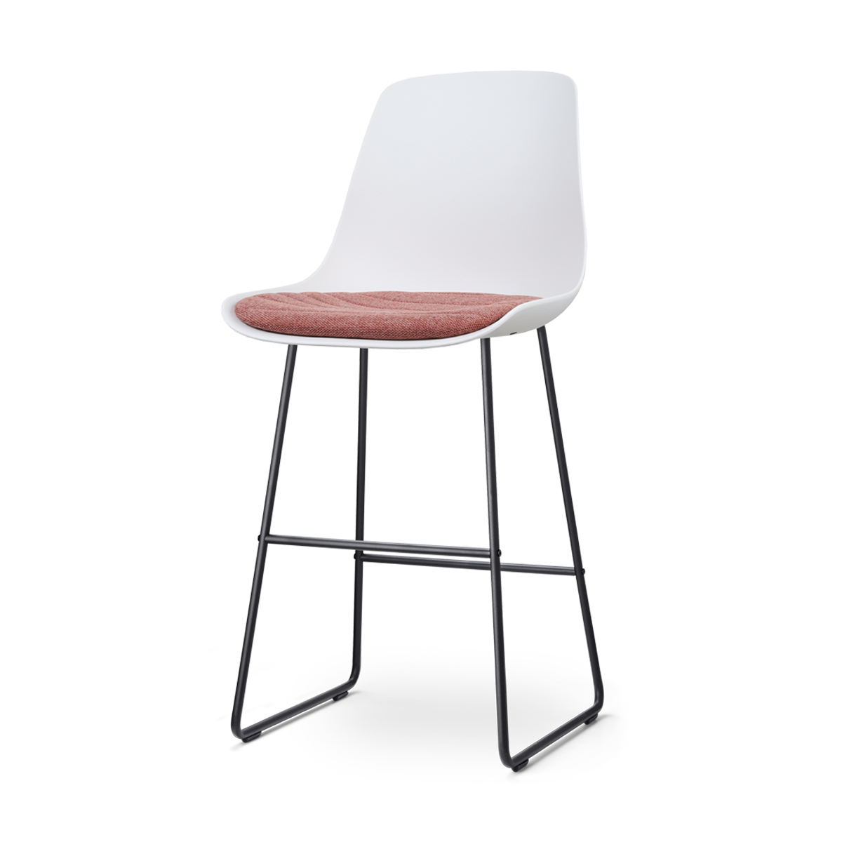 Nolon Nino-Liv Barkruk Wit - Terracotta Kussen - Zwart Frame - 75 cm