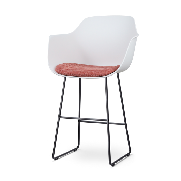 Nolon Nino-Liz Barkruk Wit - Terracotta Kussen - Zwart Frame - 75 cm