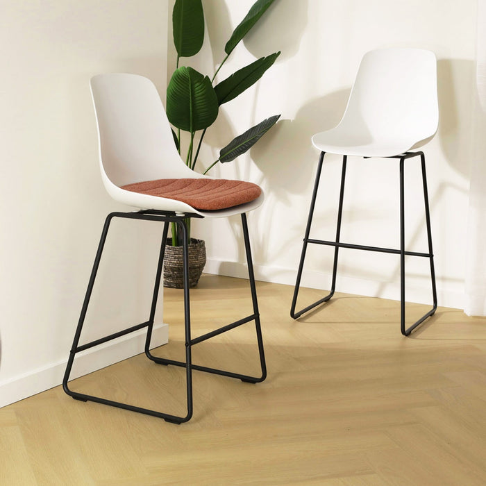 Nolon Nino-Liv Barkruk Wit - Terracotta Kussen - Zwart Frame - 65cm