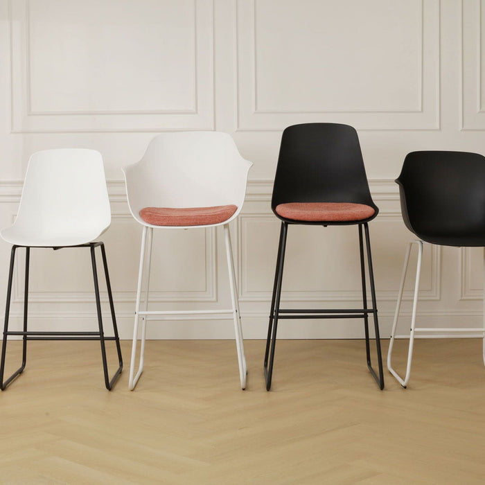 Nolon Nino-Liz Barkruk Wit - Terracotta Kussen - Zwart Frame - 75 cm