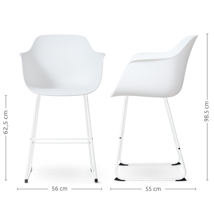 Nolon Nino-Puk Barkruk Wit - Armleunining - Wit Onderstel - 65 cm