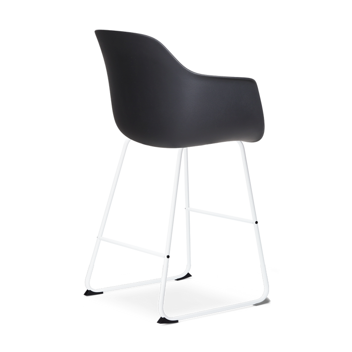 Nolon Nino-Liz Barkruk Zwart - Zacht Groen Kussen - Wit Frame - 65 cm