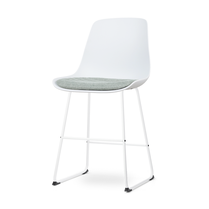 Nolon Nino-Liv Barkruk Wit - Zacht Groen Kussen - Wit Frame - 65 cm