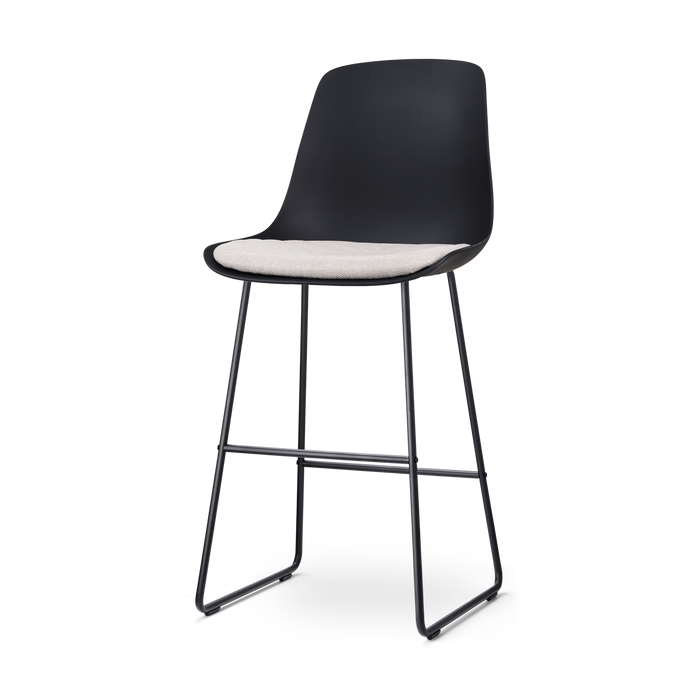 Nolon Nino-Liv Barkruk Zwart - Beige Kussen - Zwart Frame - 75 cm