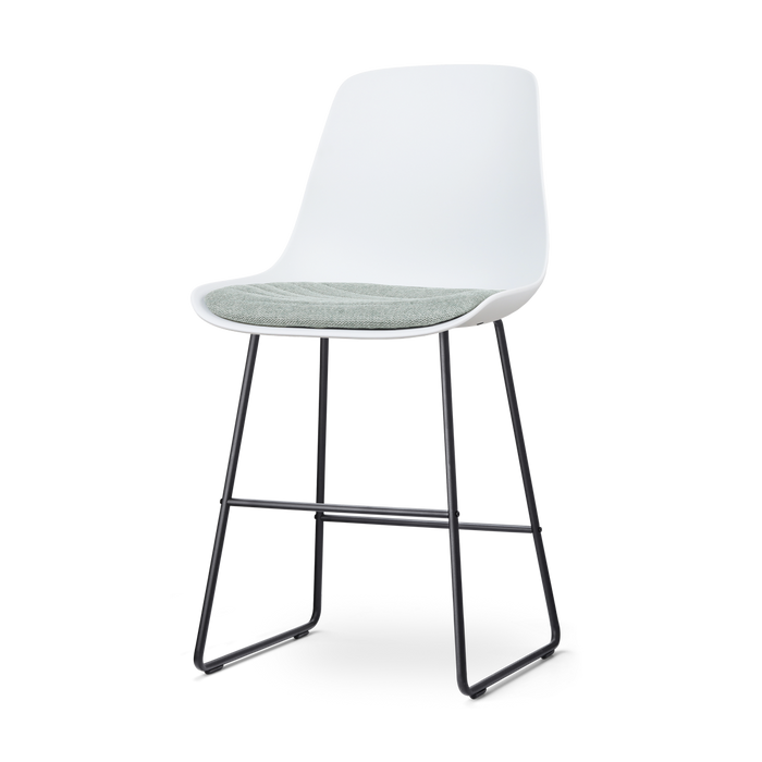 Nolon Nino-Liv Barkruk Wit - Zacht Groen Kussen - Zwart Frame - 65cm