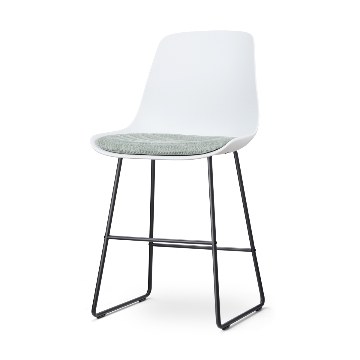 Nolon Nino-Liv Barkruk Wit - Zacht Groen Kussen - Zwart Frame - 65cm