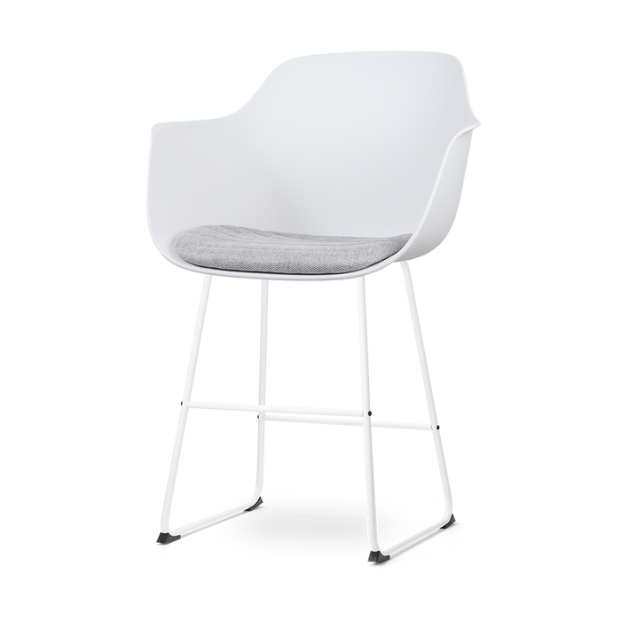 Nolon Nino-Liz Barkruk Wit - Lichtgrijs Kussen - Wit Frame - 65 cm