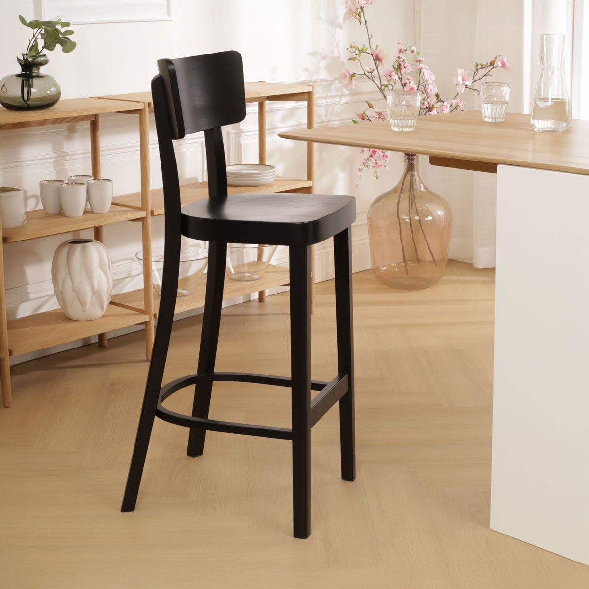 Fameg Felix houten barkruk zwart gebeitst - 75 cm