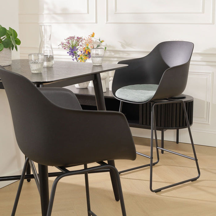 Nolon Nino-Liz Barkruk Zwart - Zachtgroen Kussen - Zwart Frame - 65 cm