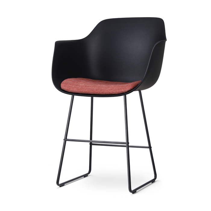 Nolon Nino-Liz Barkruk Zwart - Terracotta Kussen - Zwart Frame - 75 cm