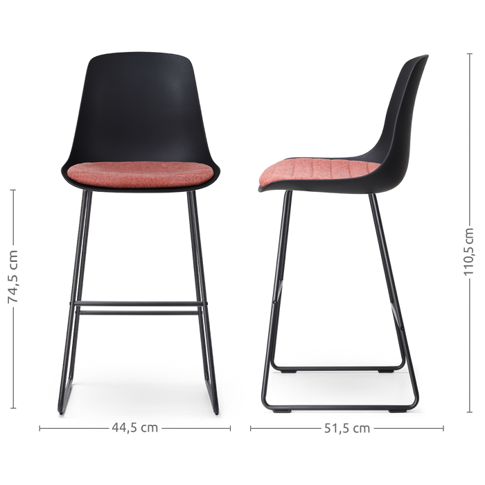 Nolon Nino-Liv Barkruk Zwart - Terracotta Kussen - Zwart Frame - 75 cm