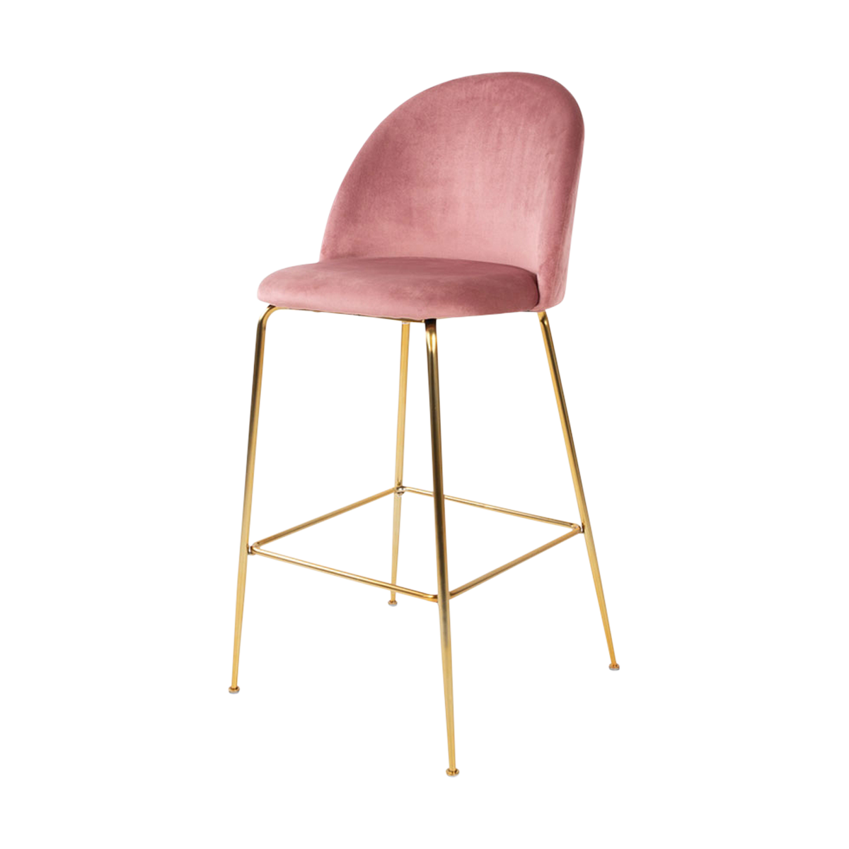 Artichok Aniek barkruk velvet roze - gouden onderstel - 77 cm