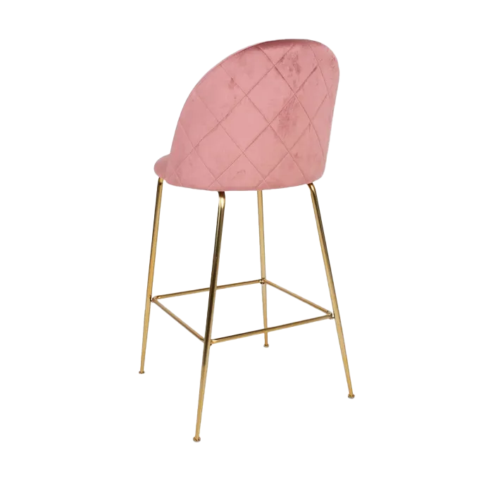 Artichok Aniek barkruk velvet roze - gouden onderstel - 77 cm