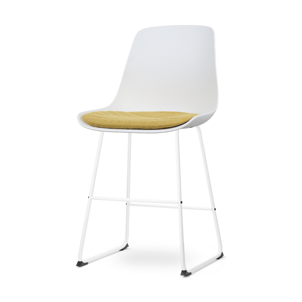 Nolon Nino-Liv Barkruk Wit - Okergeel Kussen - Wit Frame - 65cm