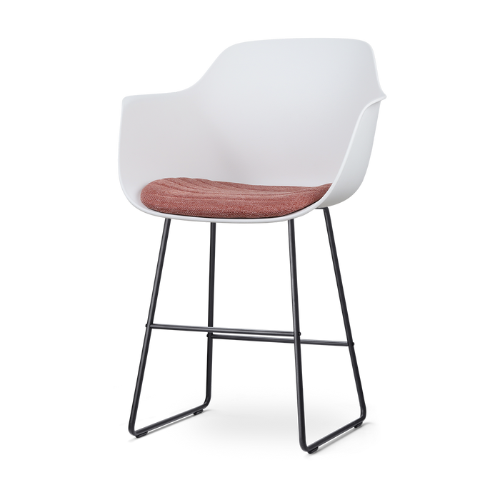 Nolon Nino-Liz Barkruk Wit - Terracotta Kussen - Zwart Frame - 65 cm