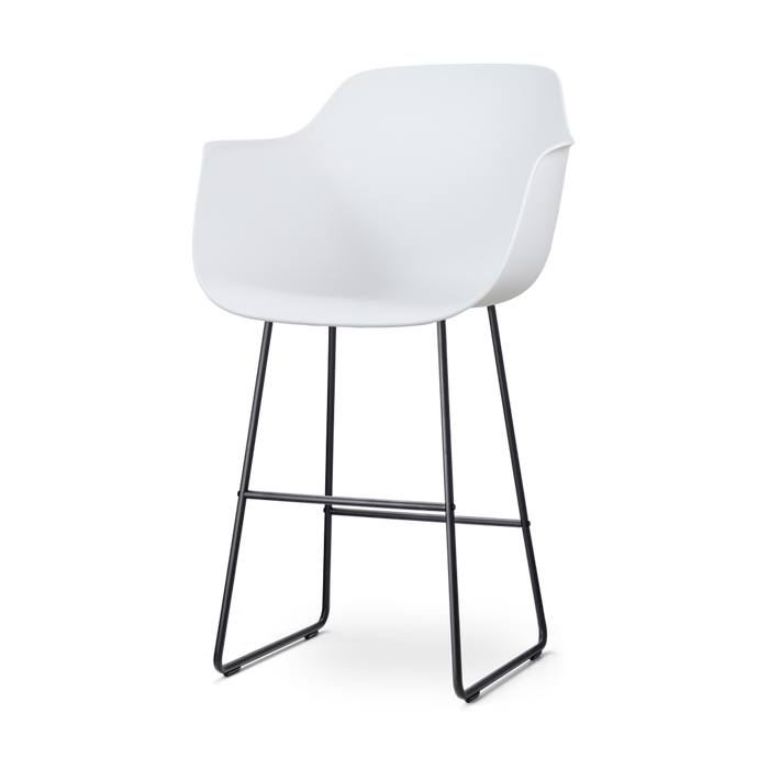 Nolon Nino-Puk Barkruk Wit - Armleunining - Zwart Onderstel - 75 cm