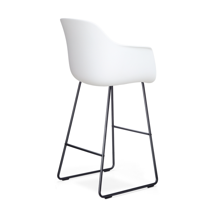 Nolon Nino-Puk Barkruk Wit - Armleunining - Zwart Onderstel - 75 cm