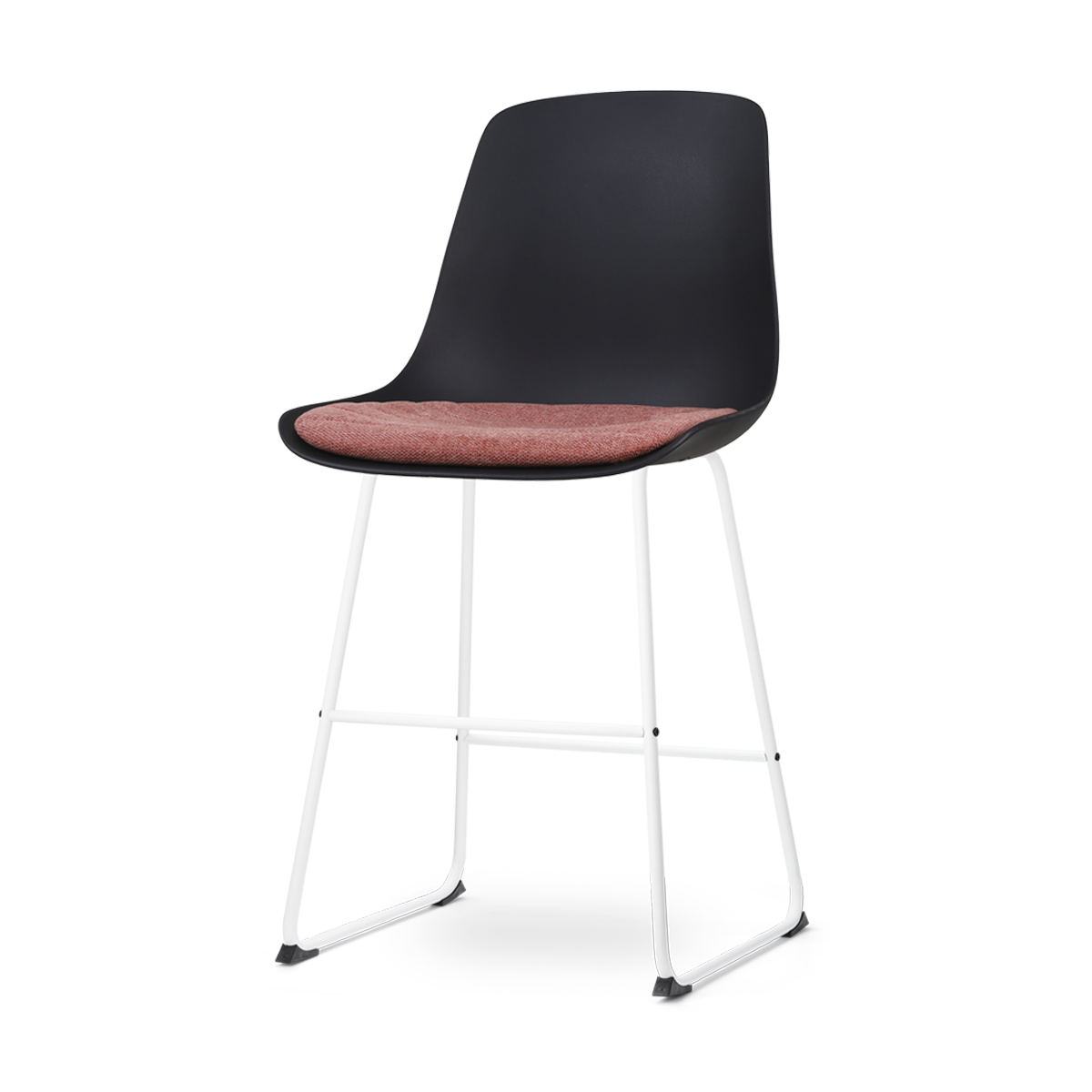 Nolon Nino-Liv Barkruk Zwart - Terracotta Kussen - Wit Frame - 65cm