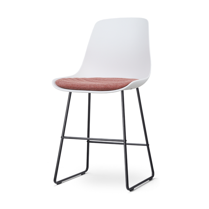 Nolon Nino-Liv Barkruk Wit - Terracotta Kussen - Zwart Frame - 65cm