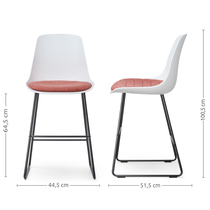 Nolon Nino-Liv Barkruk Wit - Terracotta Kussen - Zwart Frame - 65cm