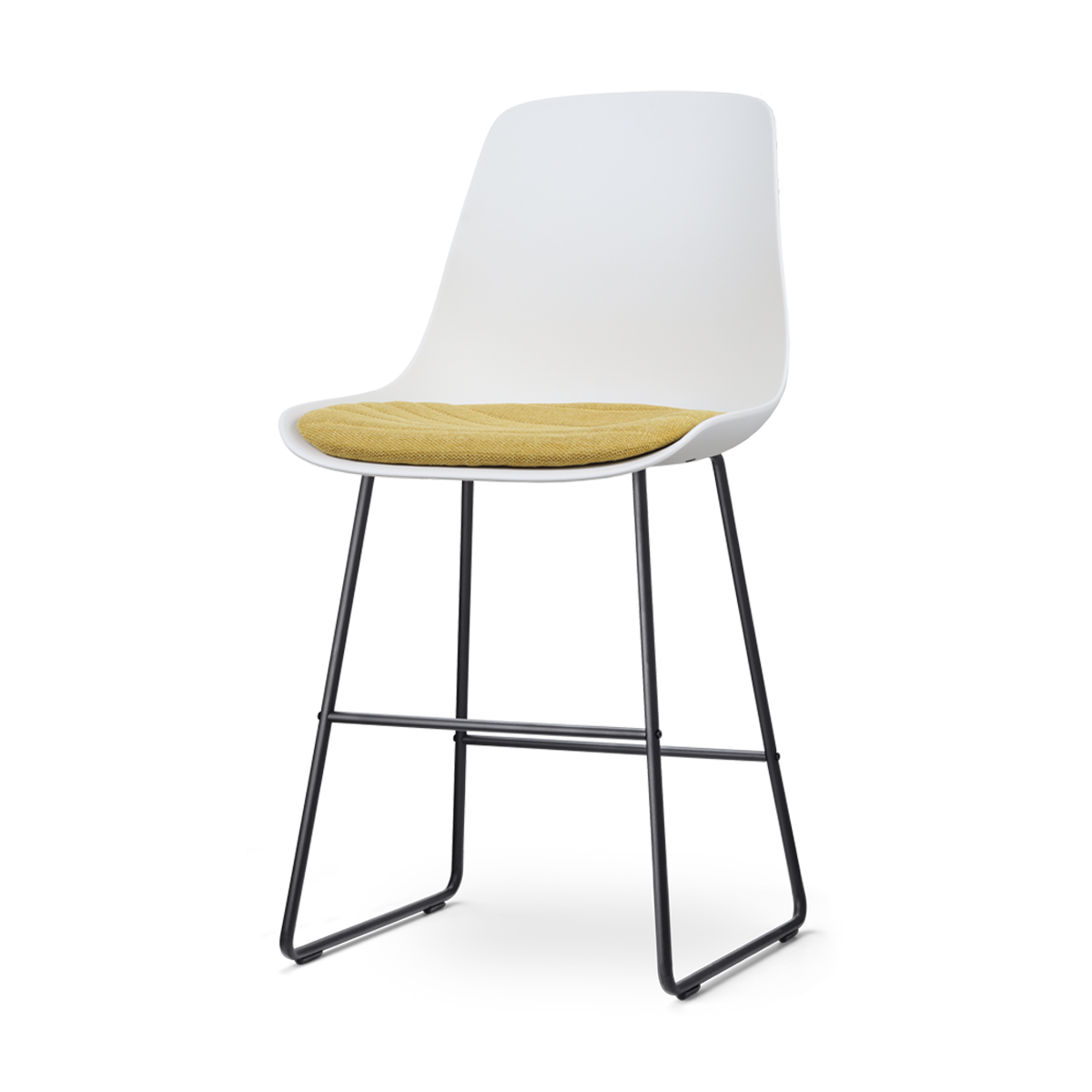 Nolon Nino-Liv Barkruk Wit - Okergeel Kussen - Zwart Frame - 65cm