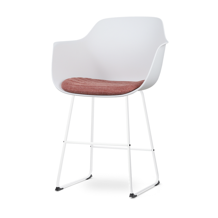 Nolon Nino-Liz Barkruk Wit - Terracotta Kussen - Wit Frame - 65 cm