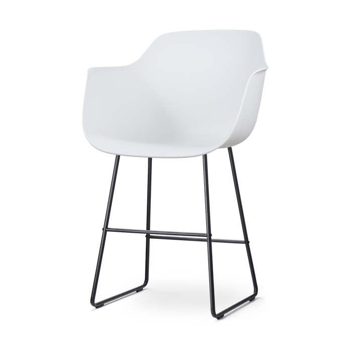 Nolon Nino-Puk Barkruk Wit - Armleunining - Zwart Onderstel - 65 cm