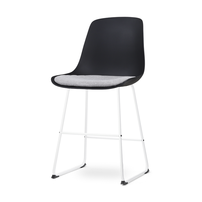 Nolon Nino-Liv Barkruk Zwart - Lichtgrijs Kussen - Wit Frame - 65cm