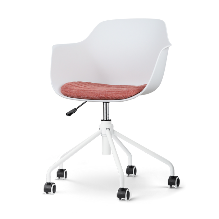 Nolon Nout-Liz Bureaustoel Wit - Terracotta Kussen - Wit Onderstel