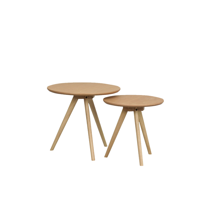 Rowico Home Yumi Set van 2 Ronde Houten Bijzettafels - Naturel