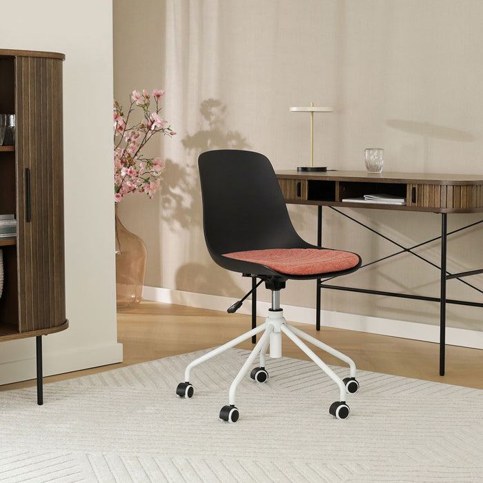 Nolon Nout-Liv Bureaustoel Zwart - Terracotta Kussen - Wit Onderstel