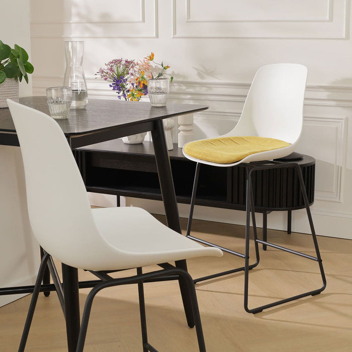 Nolon Nino-Liv Barkruk Wit - Okergeel Kussen - Zwart Frame - 75 cm