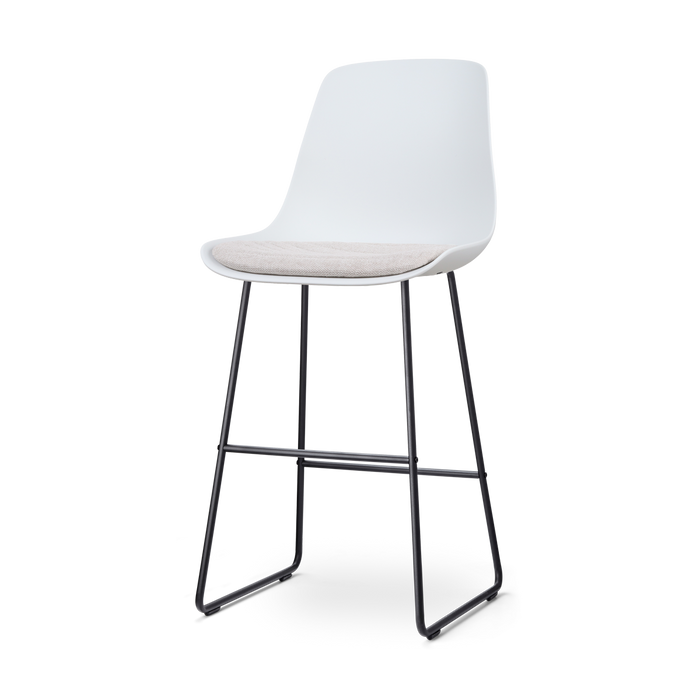 Nolon Nino-Liv Barkruk Wit - Beige Kussen - Zwart Frame - 75 cm