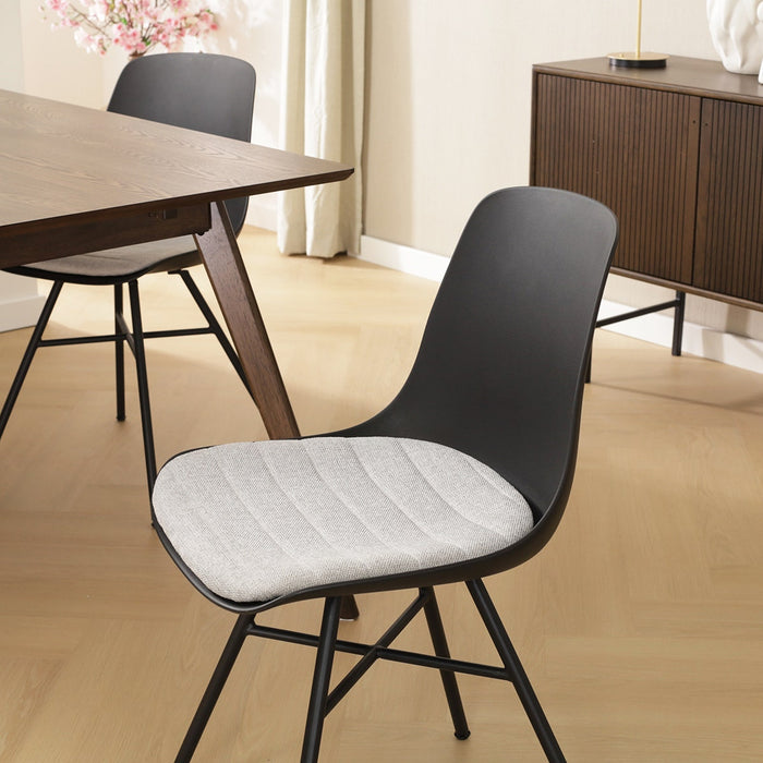 Nolon Noa-Liv Eetkamerstoel Zwart - Lichtgrijs Kussen - Zwarte Poten