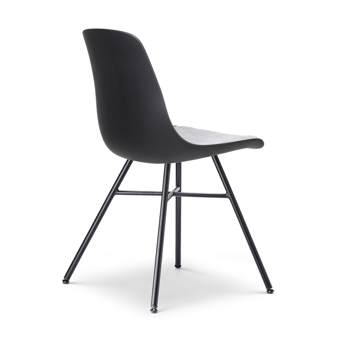 Nolon Noa-Liv Eetkamerstoel Zwart - Lichtgrijs Kussen - Zwarte Poten