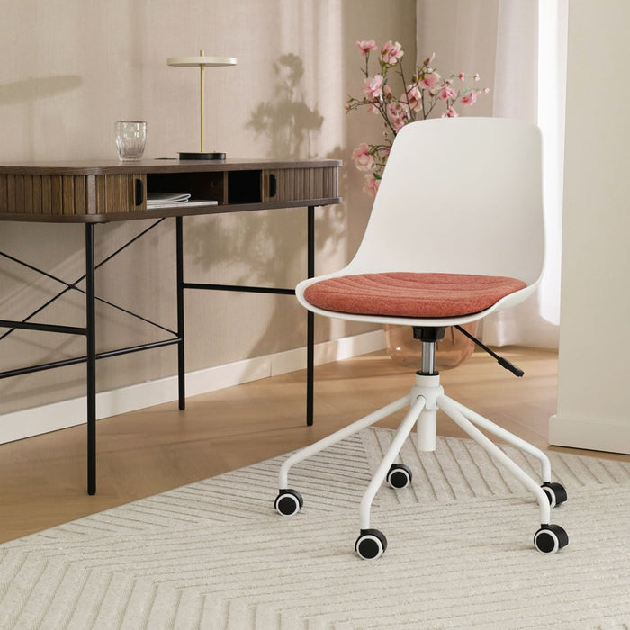 Nolon Nout-Liv Bureaustoel Wit - Terracotta Kussen - Wit Onderstel