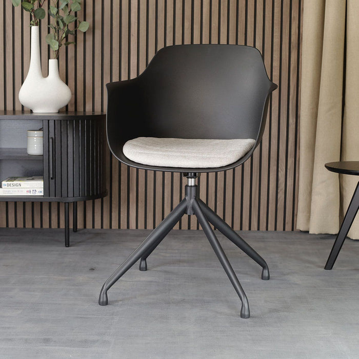 Nolon Nola-Liz Eetkamerstoel Zwart - Beige - Draaibaar - Zwart