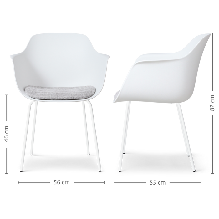 Nolon Nora-Liz Eetkamerstoel Wit - Lichtgrijs Kussen - Witte Poten