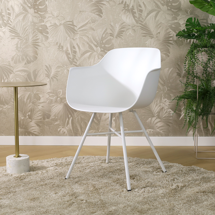 Nolon Noa-Puk Eetkamerstoel Wit - met Armleuning - Wit Onderstel