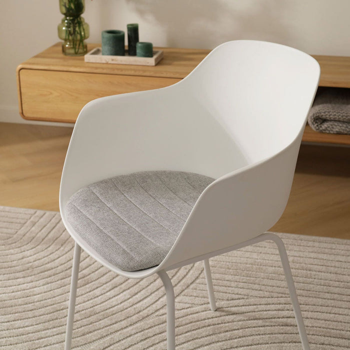 Nolon Nora-Liz Eetkamerstoel Wit - Lichtgrijs Kussen - Witte Poten