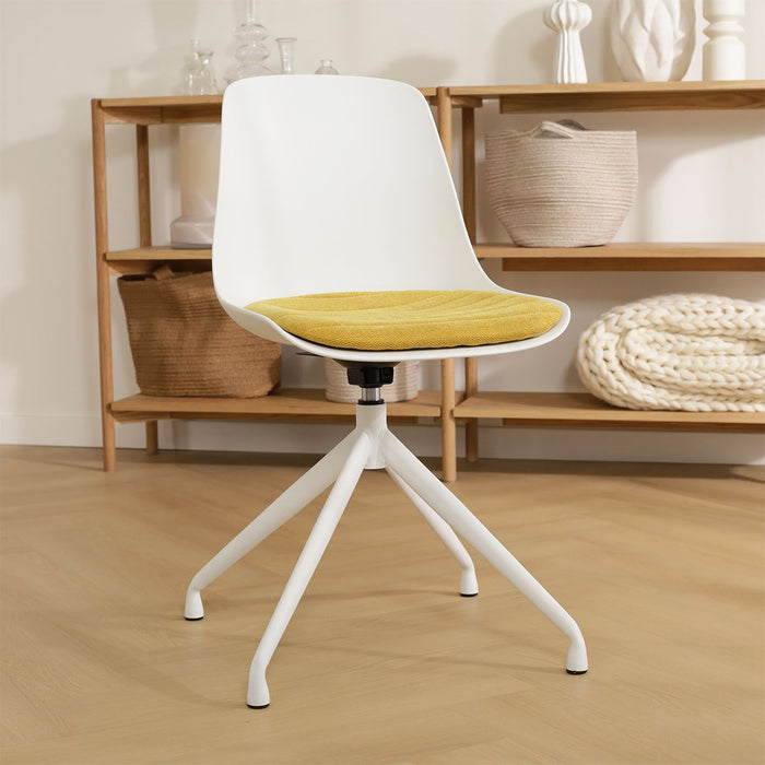 Nolon Nola-Liv Eetkamerstoel Wit - Okergeel - Draaibaar - Wit