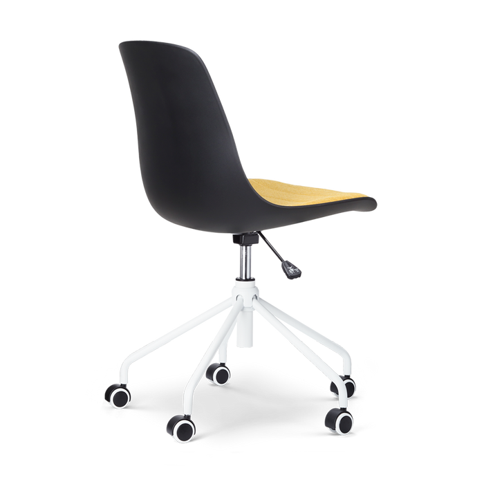 Nolon Nout-Liv Bureaustoel Zwart - Okergeel Kussen - Wit Onderstel