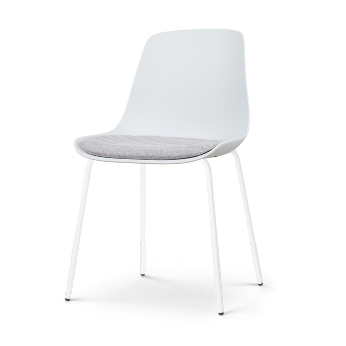 Nolon Nora-Liv Eetkamerstoel Wit - Lichtgrijs Kussen - Witte Poten