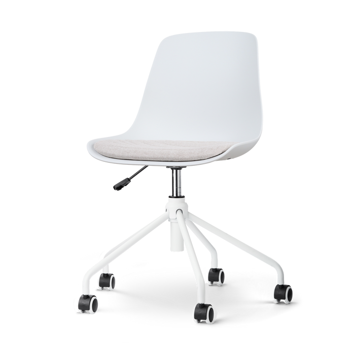 Nolon Nout-Liv Bureaustoel Wit - Beige Kussen - Wit Onderstel