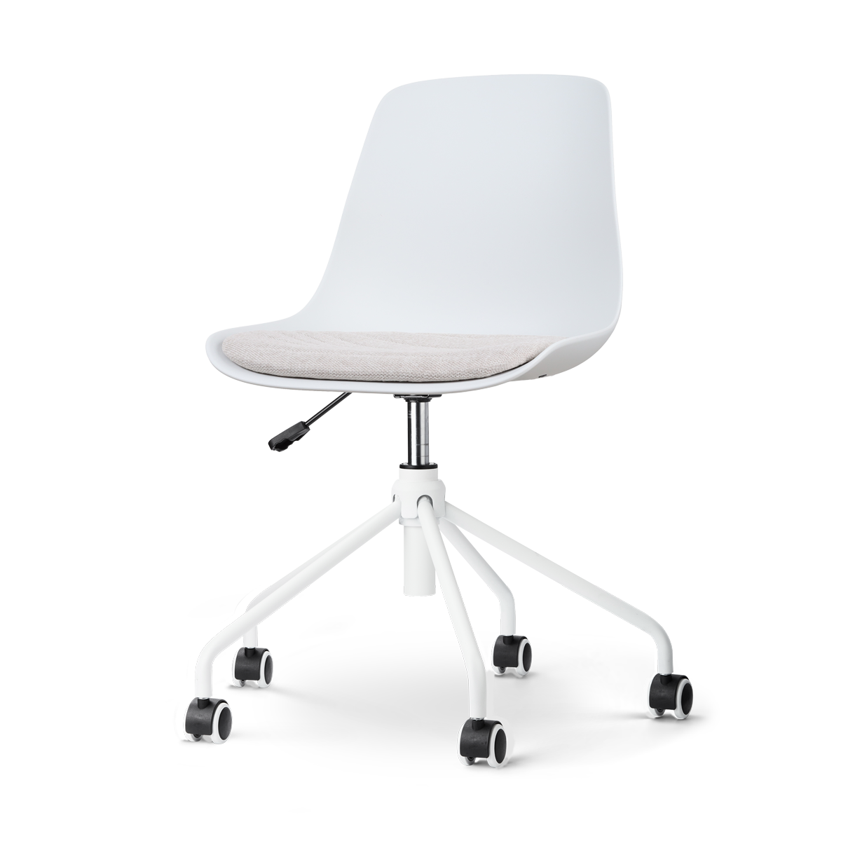 Nolon Nout-Liv Bureaustoel Wit - Beige Kussen - Wit Onderstel