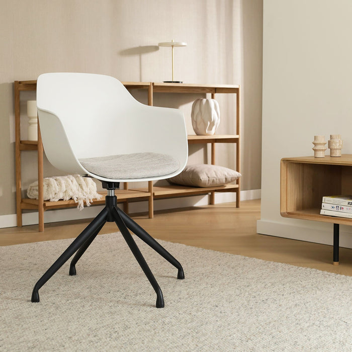 Nolon Nola-Liz Eetkamerstoel Wit - Beige - Draaibaar - Zwart