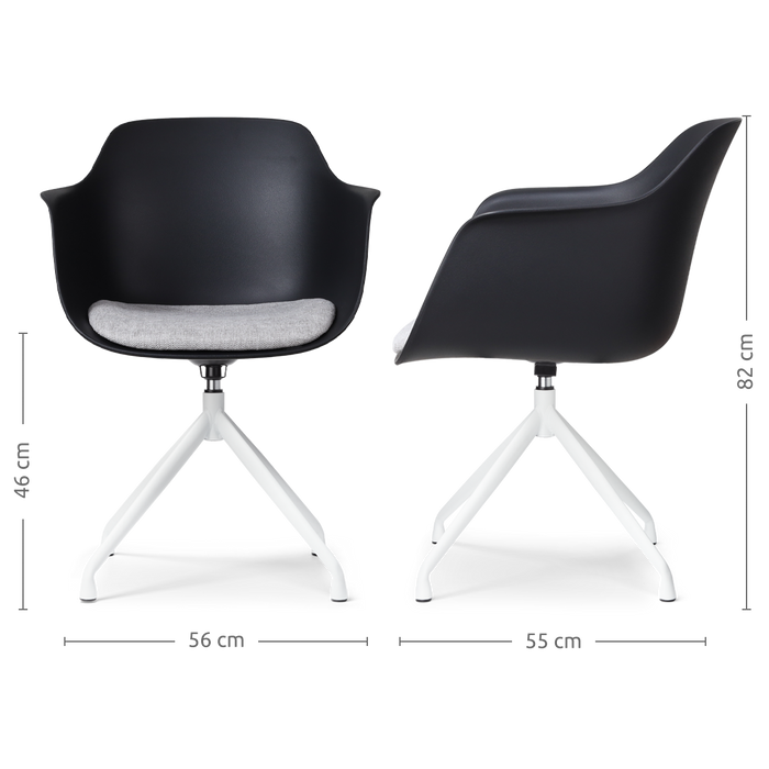 Nolon Nola-Liz Eetkamerstoel Zwart - Lichtgrijs - Draaibaar - Wit