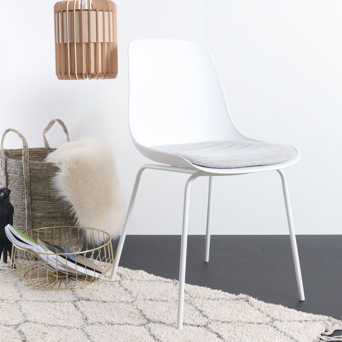 Nolon Nora-Liv Eetkamerstoel Wit - Lichtgrijs Kussen - Witte Poten